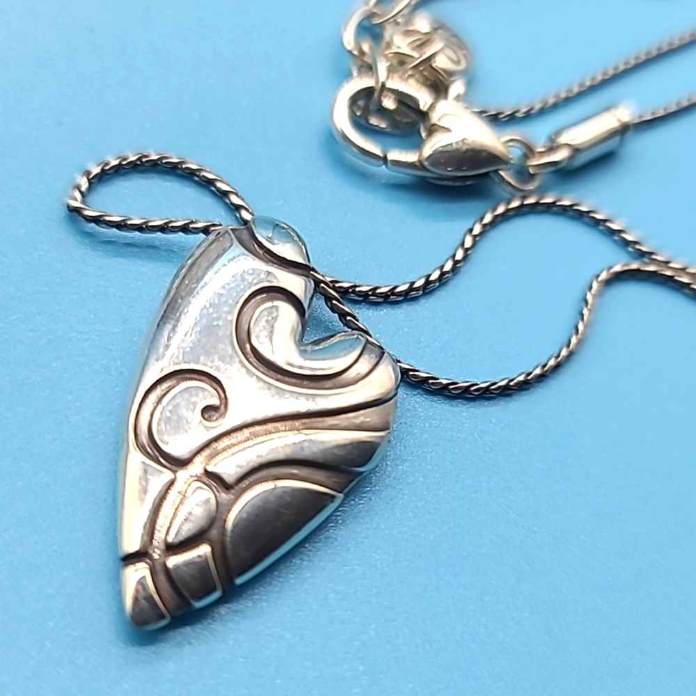 Brighton "Give It A Swirl" Modern Asymmetrical Heart Pendant ❤️ 💙 Retired